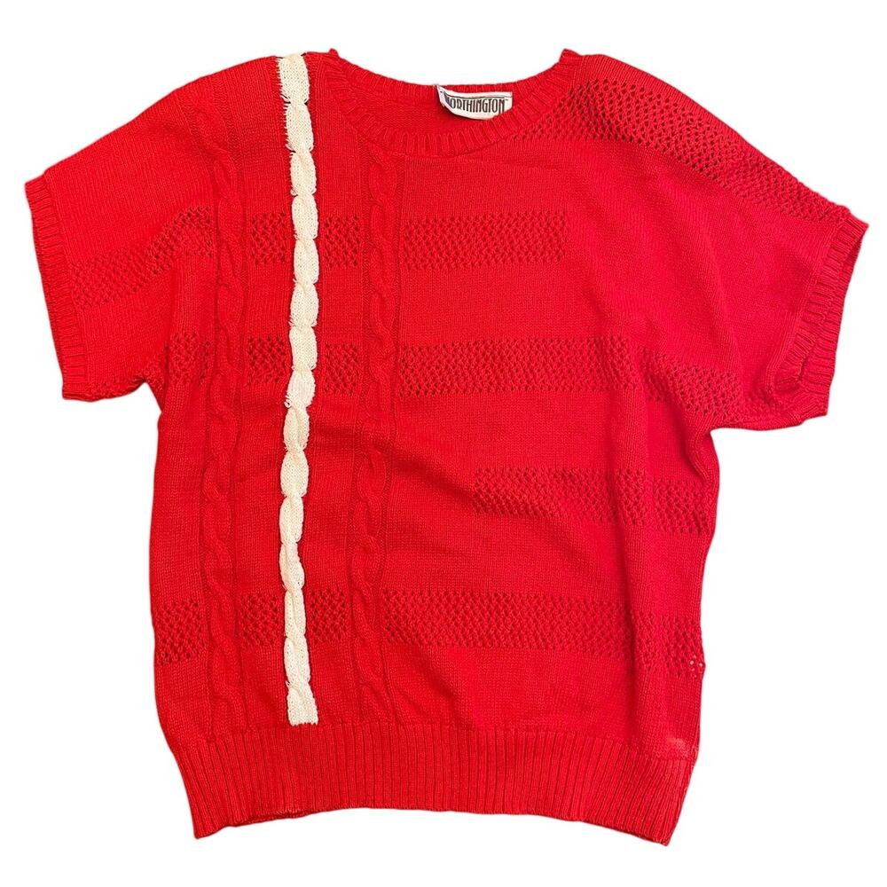 Worthington Vintage Mixed Knit Red Sweater size Medium